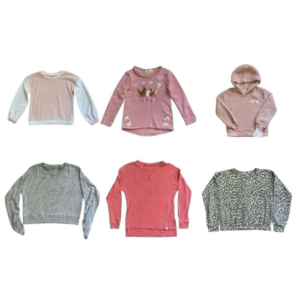 Nordstrom lot of 6 girls long sleeve fall winter cozy tops pink gray size S NWT
